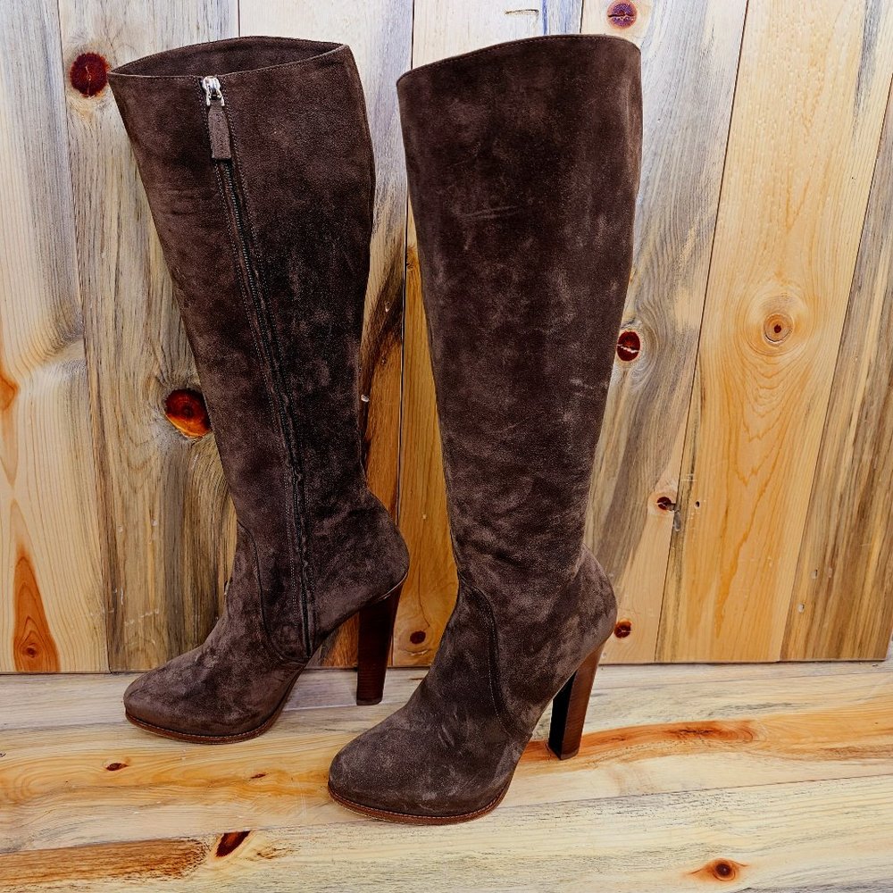 RALPH LAUREN COLLECTION Italian Suede Platform Boots Size 41